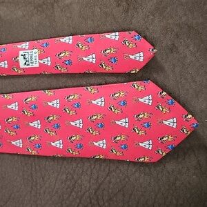 Hermès Paris Silk Tie – “Campfire Dancers” Red Print